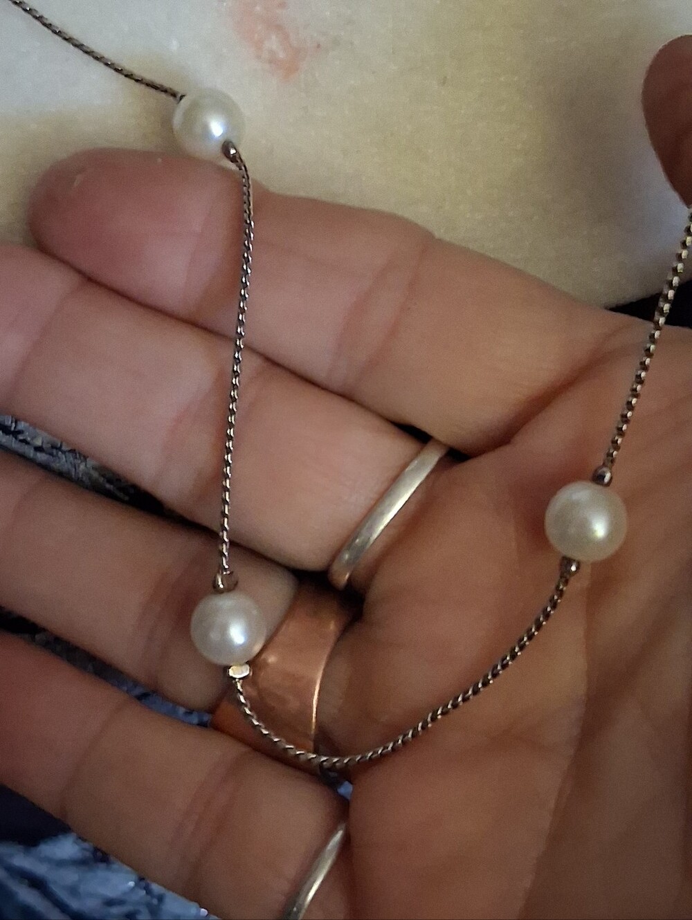 Classic White Pearl Station Necklace by